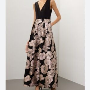 Hutch Floral Jacquard Gown dress black champagne - Size 16